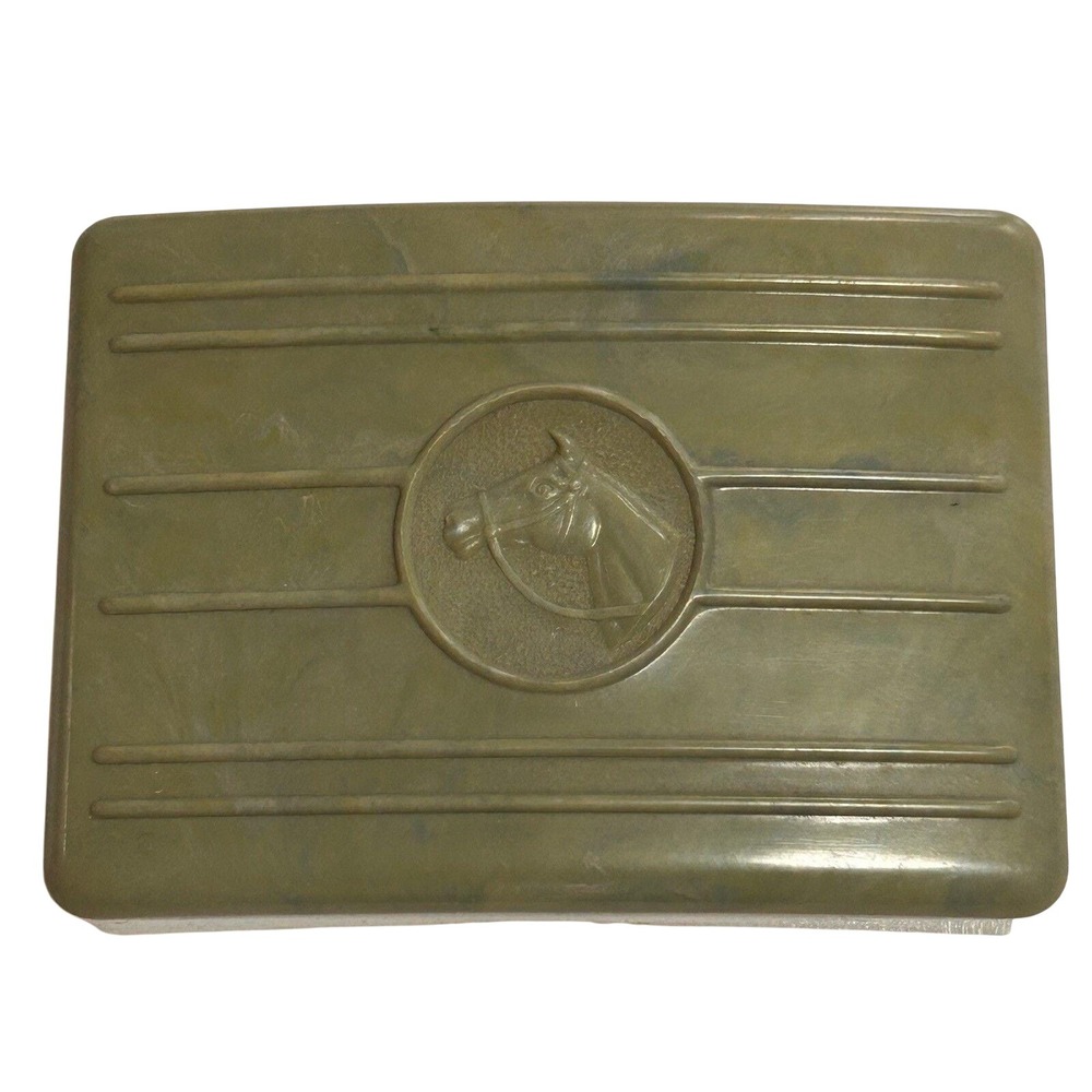 Rare Vintage Marbeled Green Horse Travel Soap Container Made In USA By Columbia